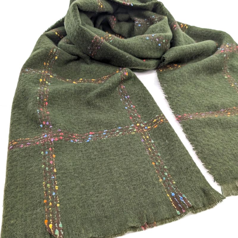 Pantai - Spotty Boxy Thick Scarf - Racing Green