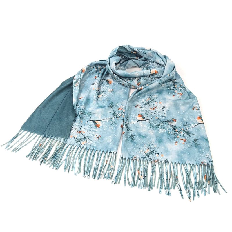 Snowy Robin Pashmina Style Scarf