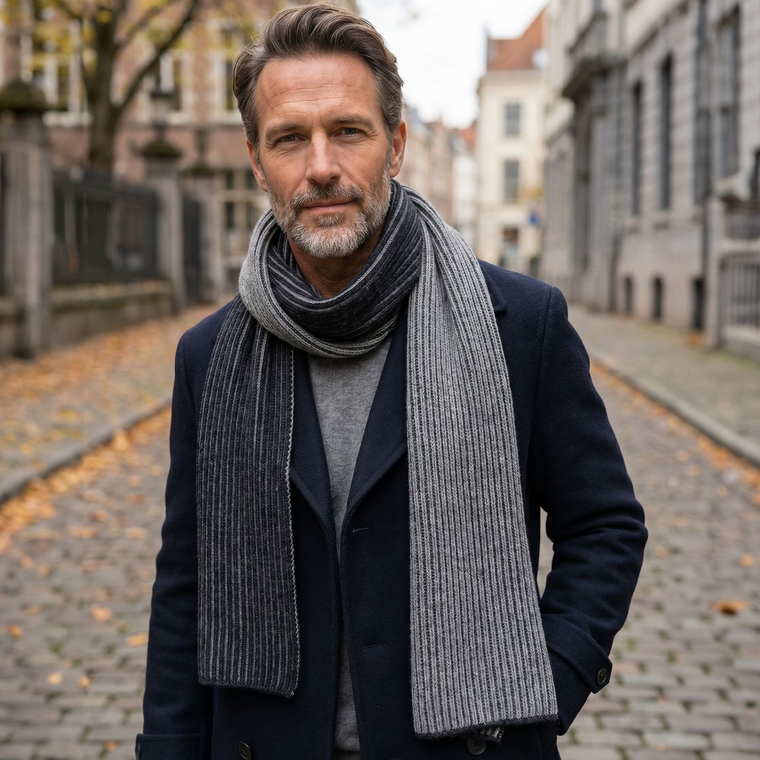 Biarittz - Unisex Knitted Scarf Black &amp; Grey