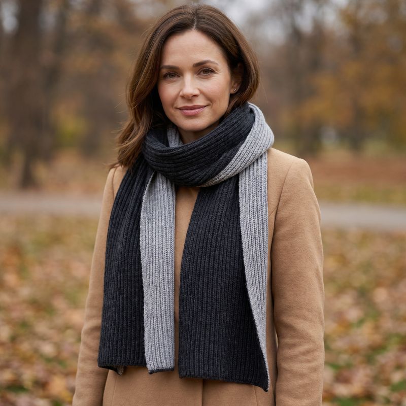 Biarittz - Unisex Knitted Scarf Black &amp; Grey