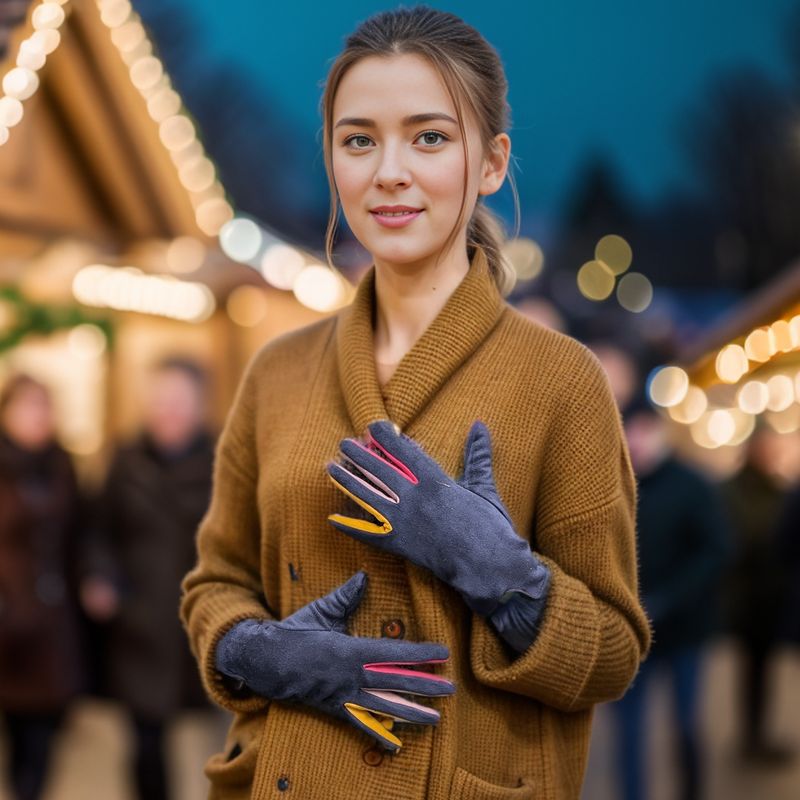 Colourful Betweeners Detail Gloves - Blue