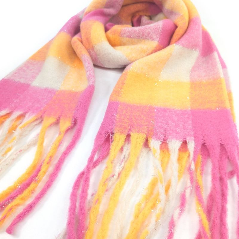 Agung - Super Thick Boxes Scarf Pink &amp; Orange