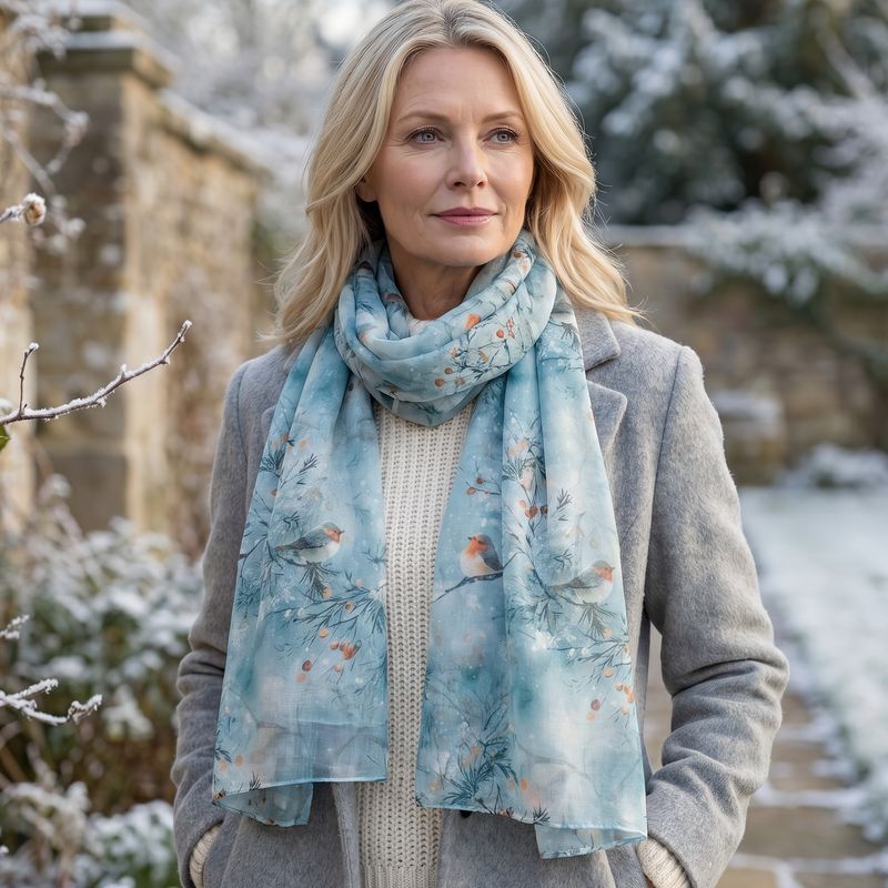 Snowy Robin Scarf