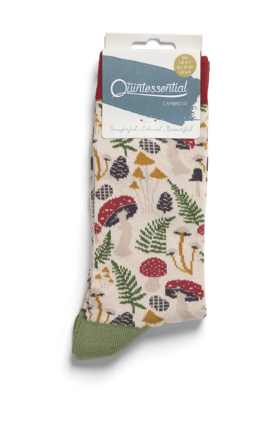 The Quintessential Cambridge Women's Socks Fungi, Color: Multi-Colored, Style: Nature