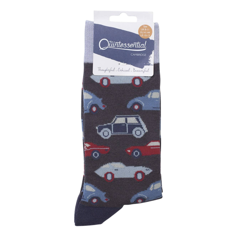 The Quintessential Cambridge Men's Socks Cars Grey