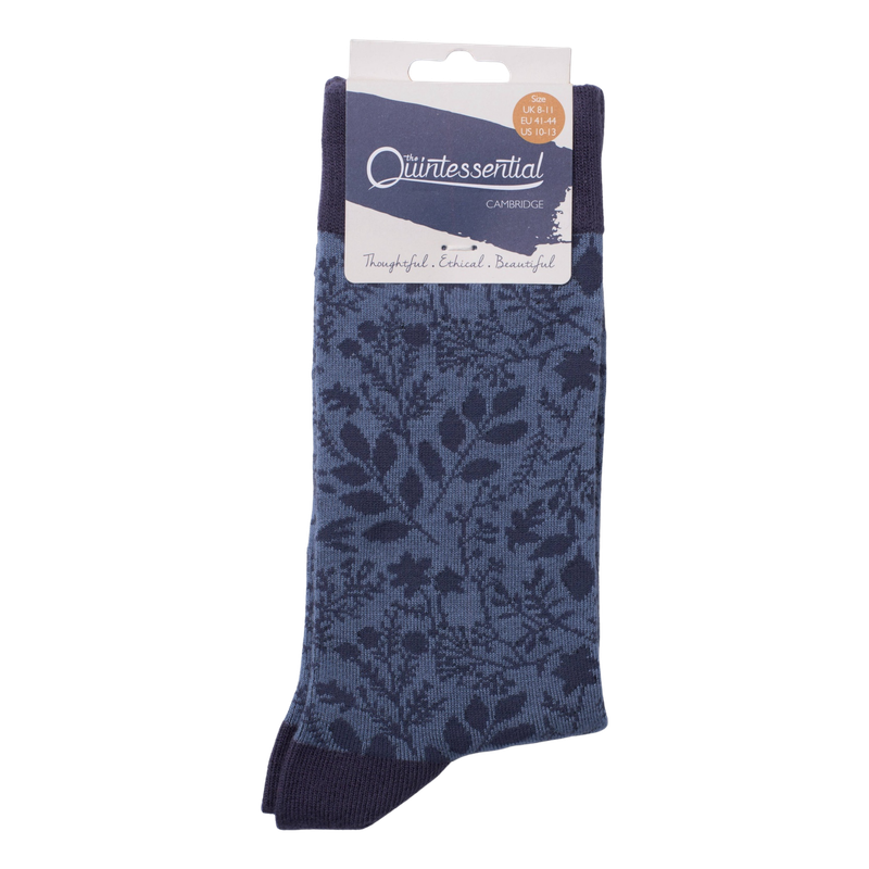 The Quintessential Cambridge Men's Socks Woodland Blue