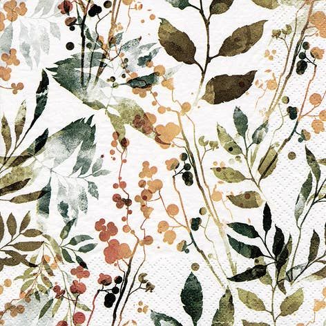 Lunch Napkin - Boho Leaves &amp; Herbs Vintage