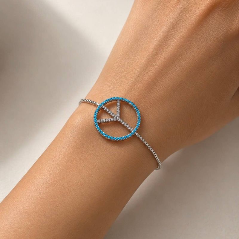 Peace Zircon Silver Plated Bracelet