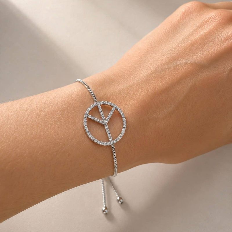 Peace Zircon Silver Plated Bracelet
