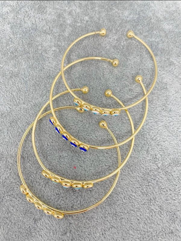 Enamel Evil Eye Gold Plated Bangle Bracelet Assorted