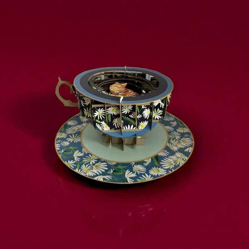 A Cup of Tea Pop Up Greeting Card - Cat