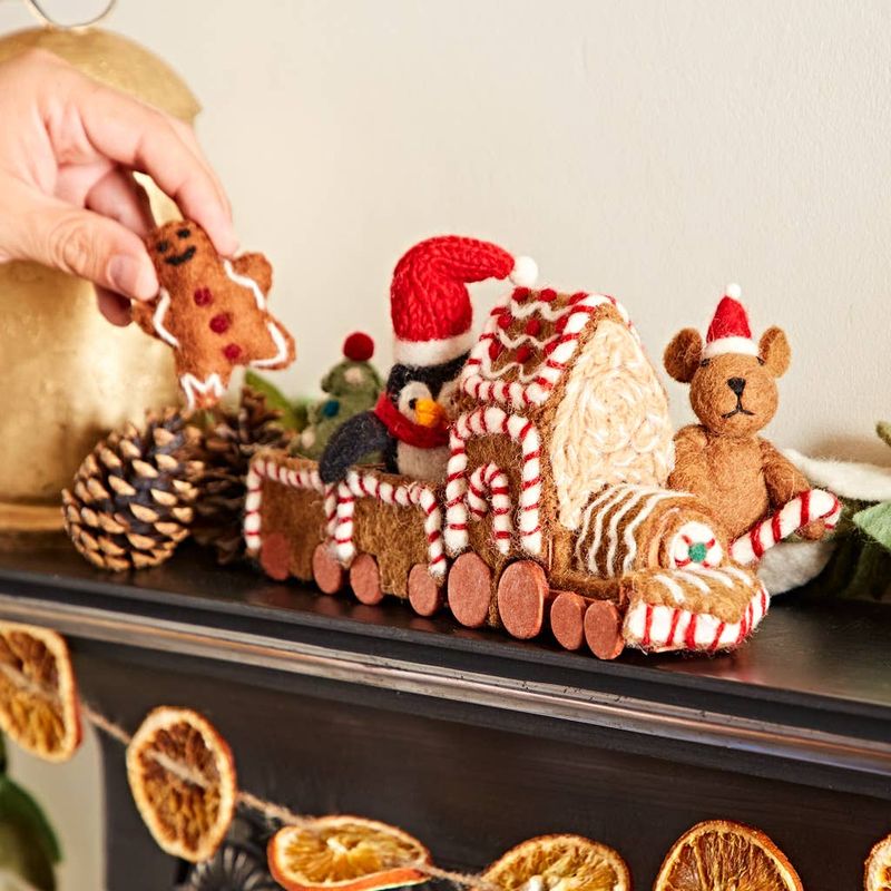 Felt Gingerbread Christmas Train Decoration