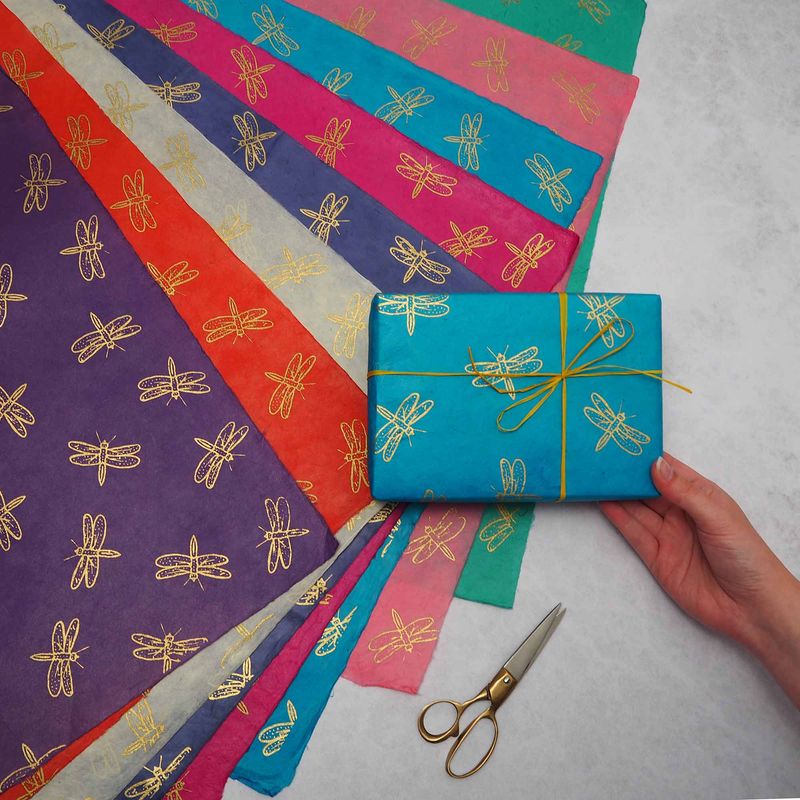 Dragonfly Lokta Paper Gift Wrap Sheet
