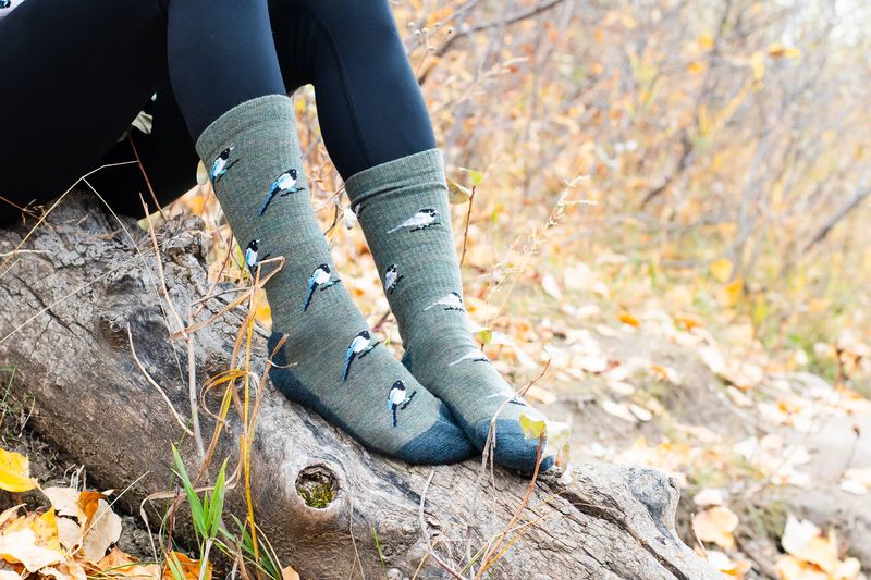 Women's Chickadee &amp; Magpie Merino Wool Socks