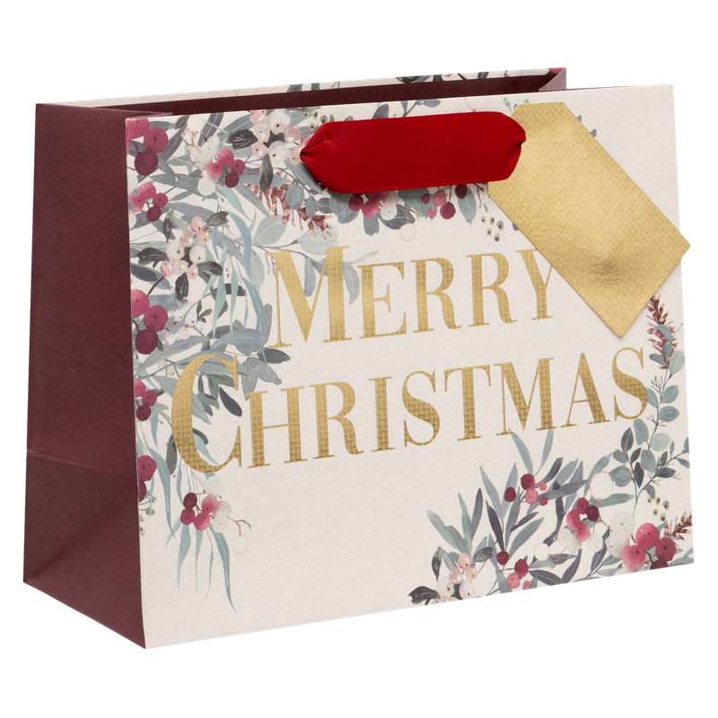 Merry Christmas Garland Greetings Gift Bag Landscape Medium