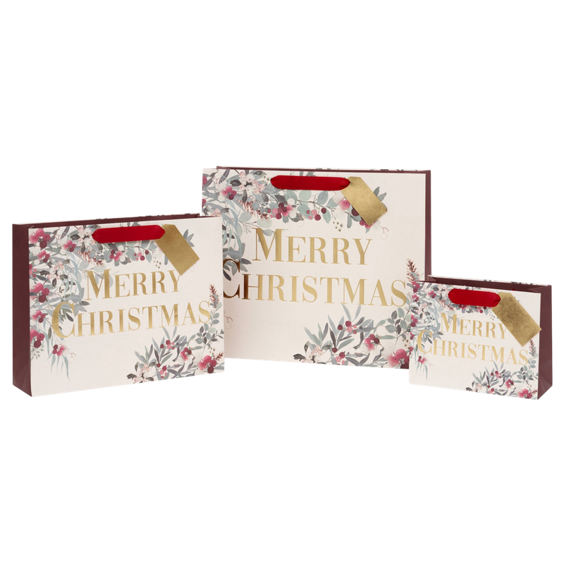 Merry Christmas Garland Greetings Gift Bag Landscape Medium