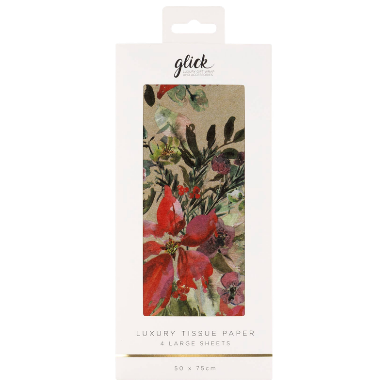 Plush Poinsettia Gold Luxury Tissue Paper