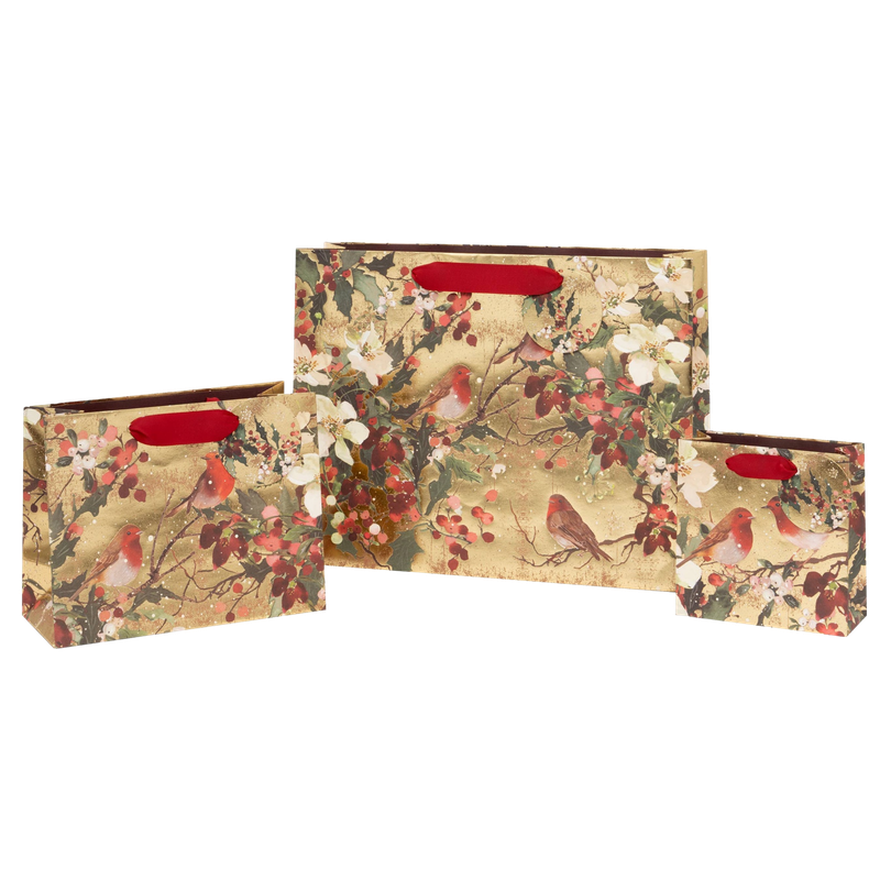 Gilded Robins Gift Bag Landscape Medium