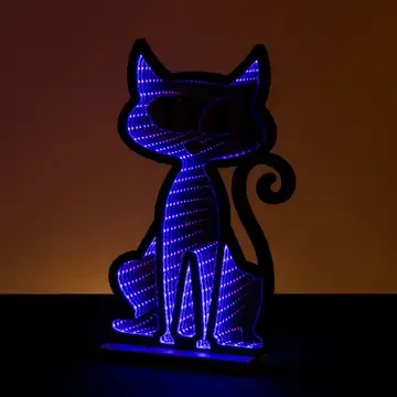 16" Blue Cat Halloween Infinity Light