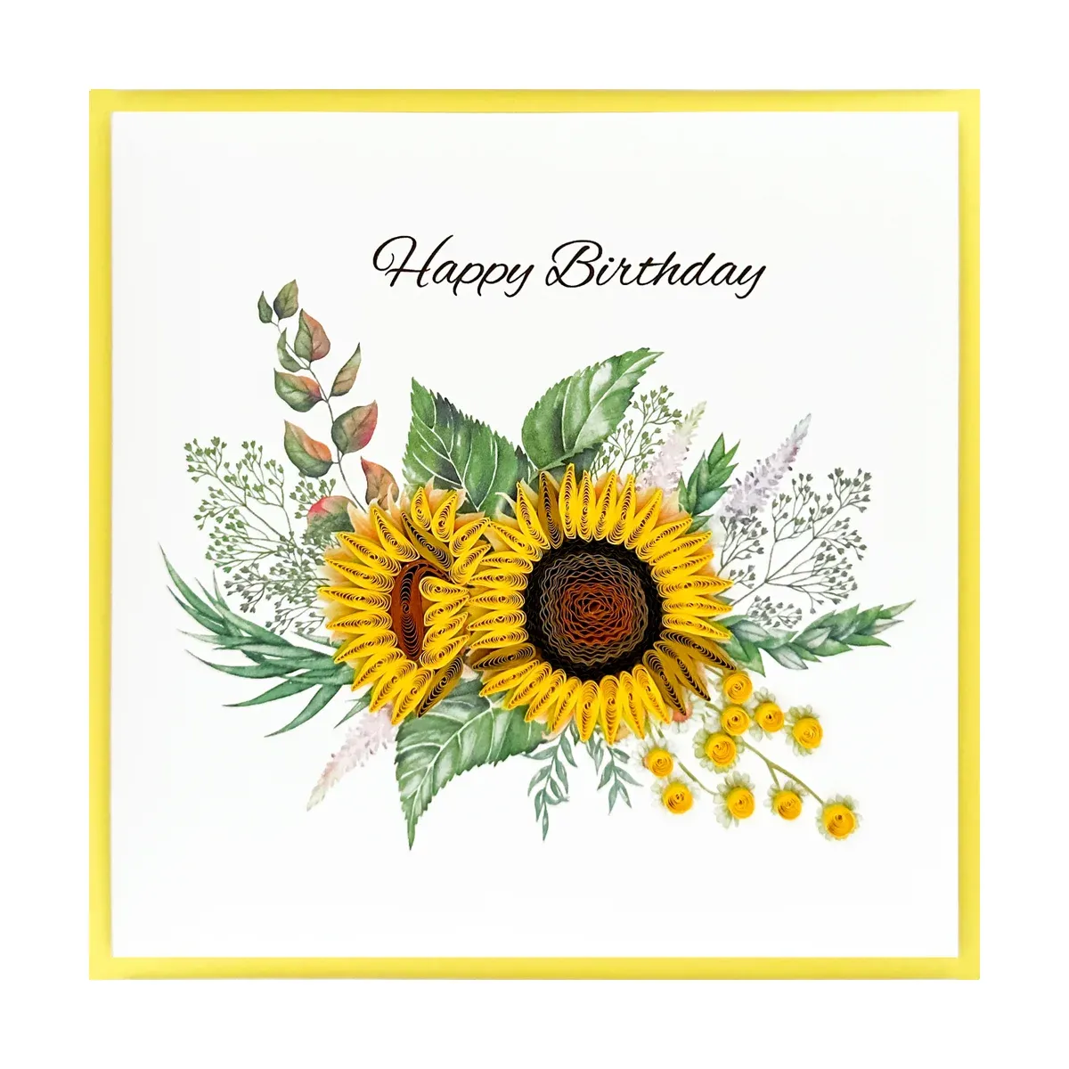 Sunflower Bouquet Quilled Birthday Card