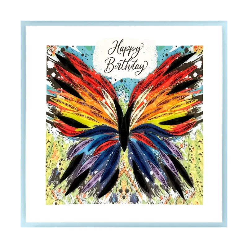 Butterfly Paint Quilled Birthday Card
