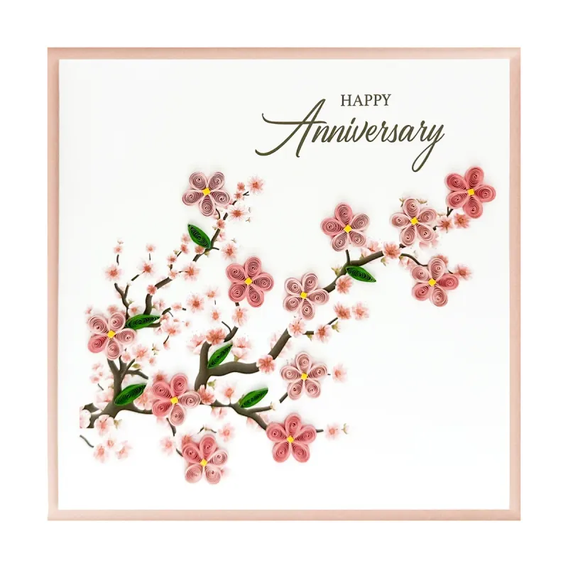 Cherry Blossoms Quilled Anniversary Card