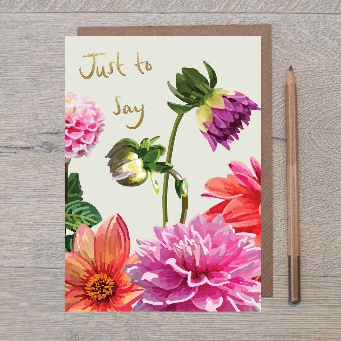 Just to Say Dahlia Gold Foiled Card