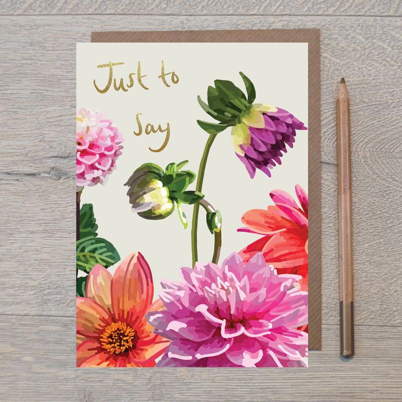 Just to Say Dahlia Gold Foiled Card