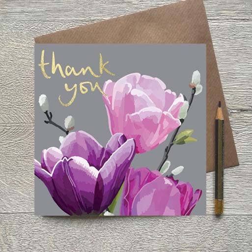Thank you Tulips Gold Foiled Thank You Card