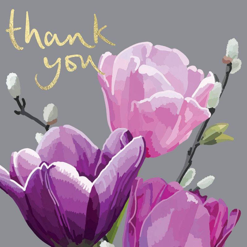 Thank you Tulips Gold Foiled Thank You Card