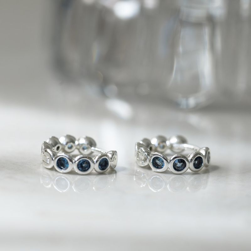 Glee Silver Plated Hattie Hoops Sky Blue