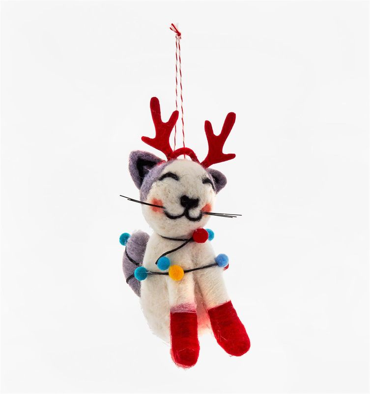 Wool Cat In Lights Ornament