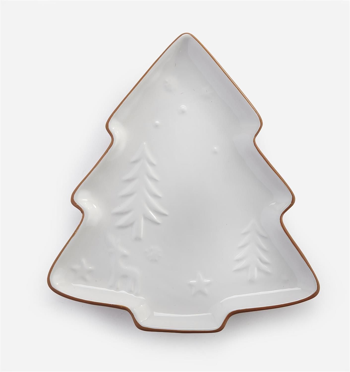 White Ceramic Tree Shaped Plate