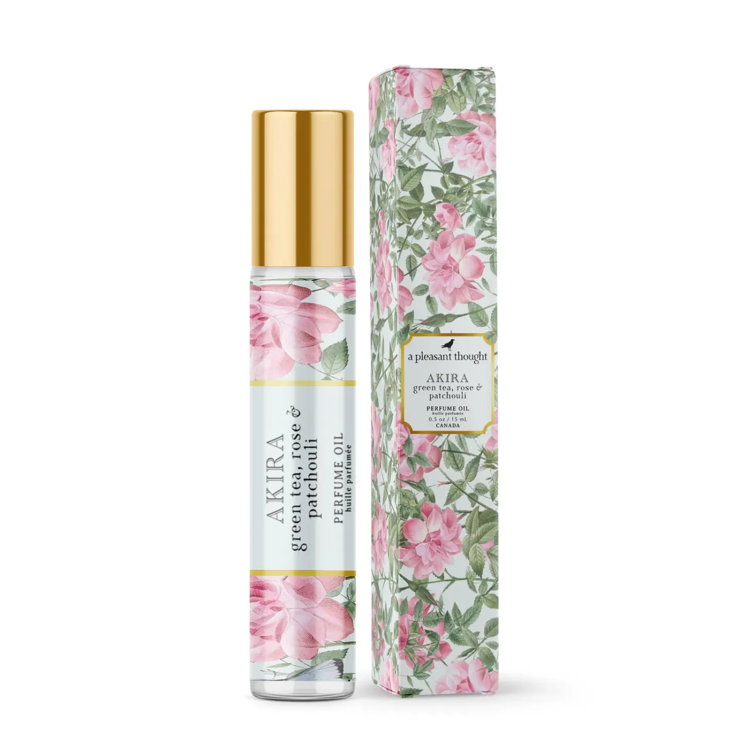 A Pleasant Thought Akira Green Tea, Rose &amp; Patchouli Perfume Oil Roller