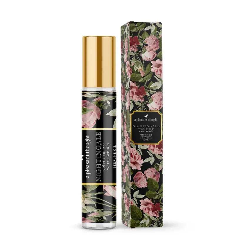 A Pleasant Thought Nightingale Velvet Rose &amp; Warm Woods Perfume Oil Roller