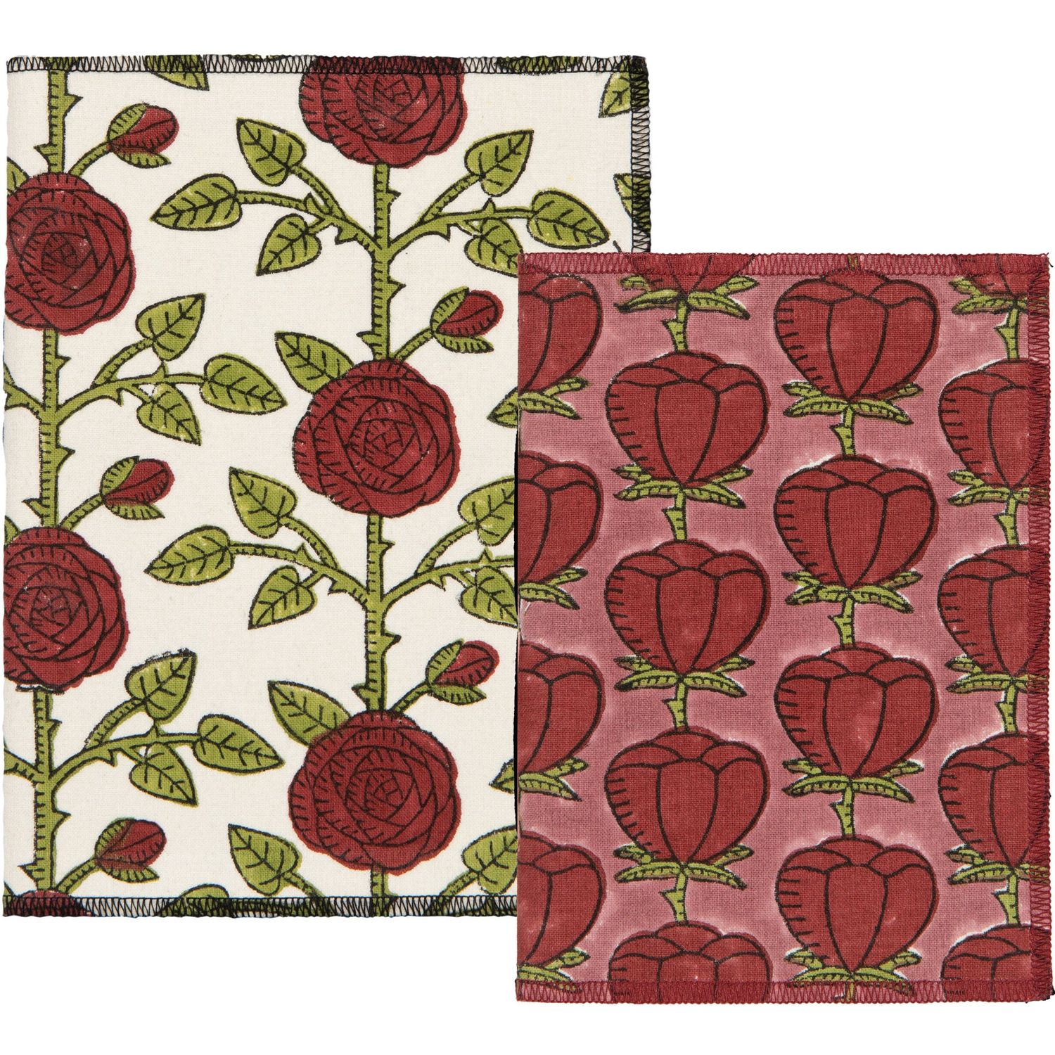 Rose Briar Block Print Lined Notebooks Set of 2