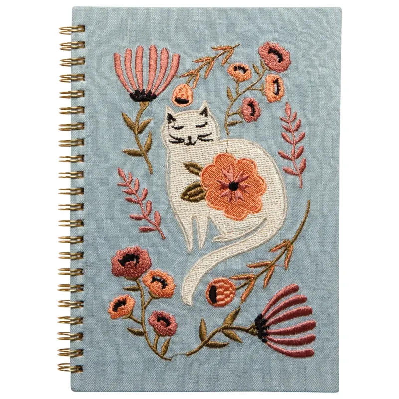 Catbloom Embroidered Spiral Lined Notebook