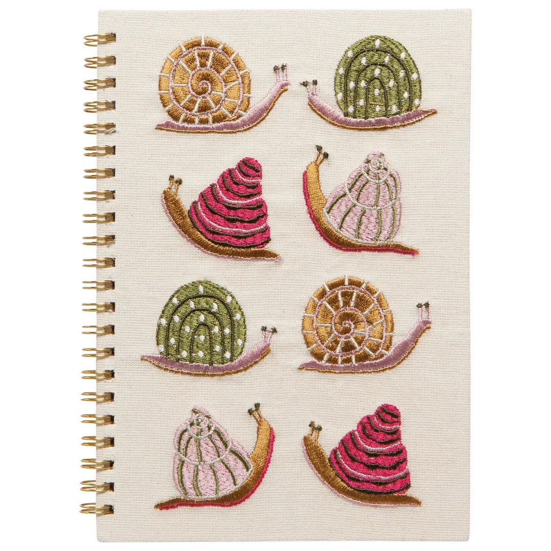 Snails Embroidered Spiral Lined Notebook