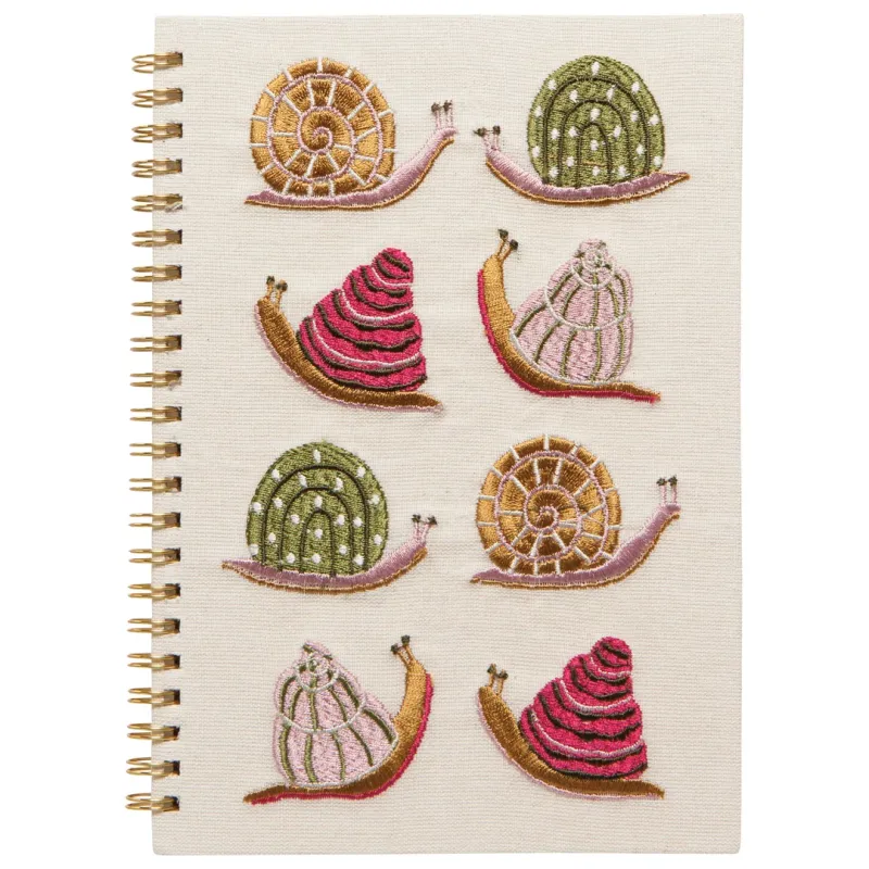 Snails Embroidered Spiral Lined Notebook