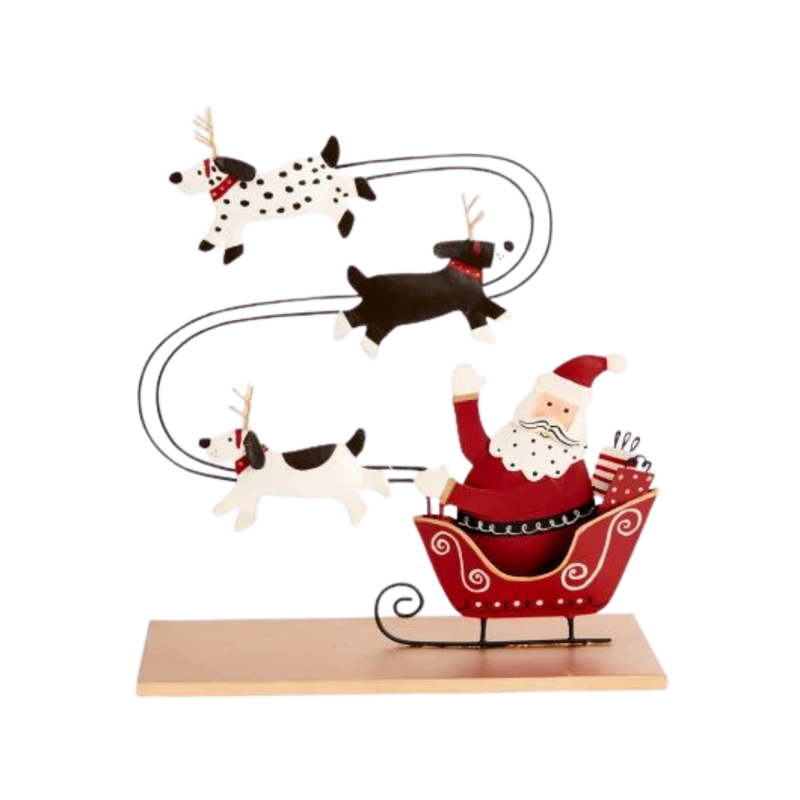 Metal Santa Sleigh with Dogs
