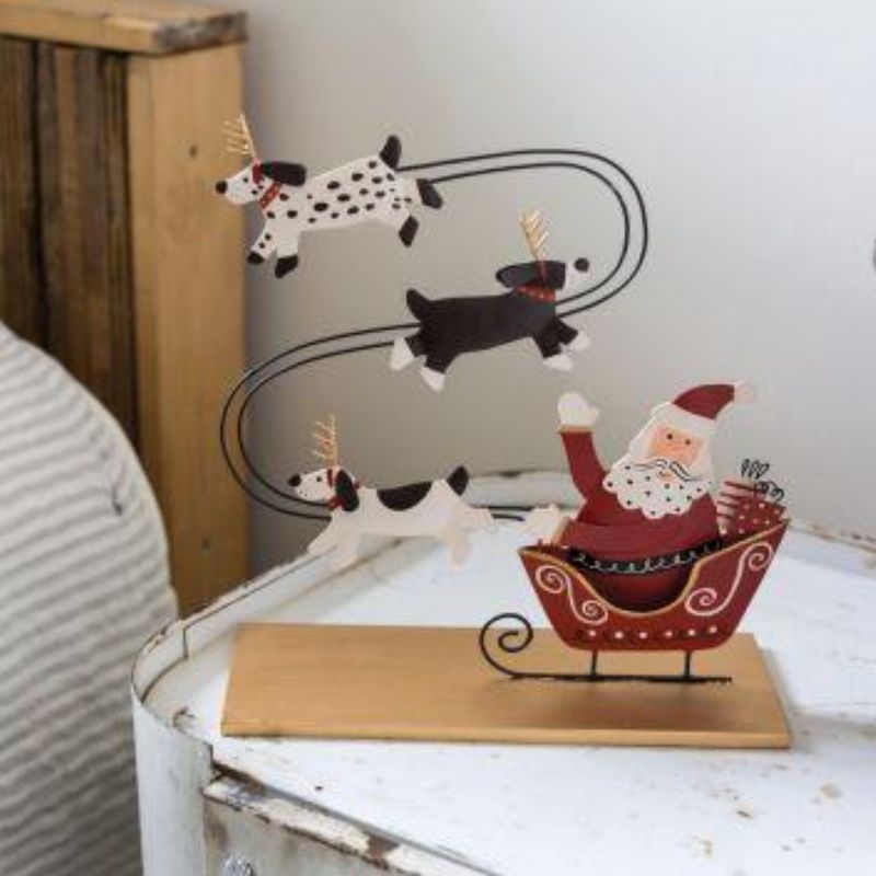 Metal Santa Sleigh with Dogs