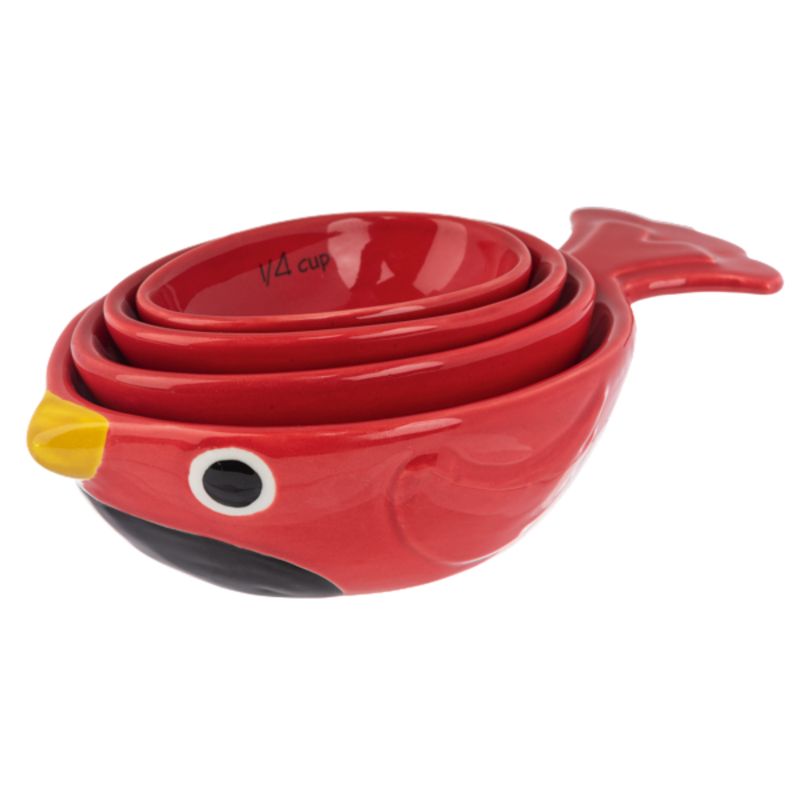 Red Bird Ceramic Measuring Cups