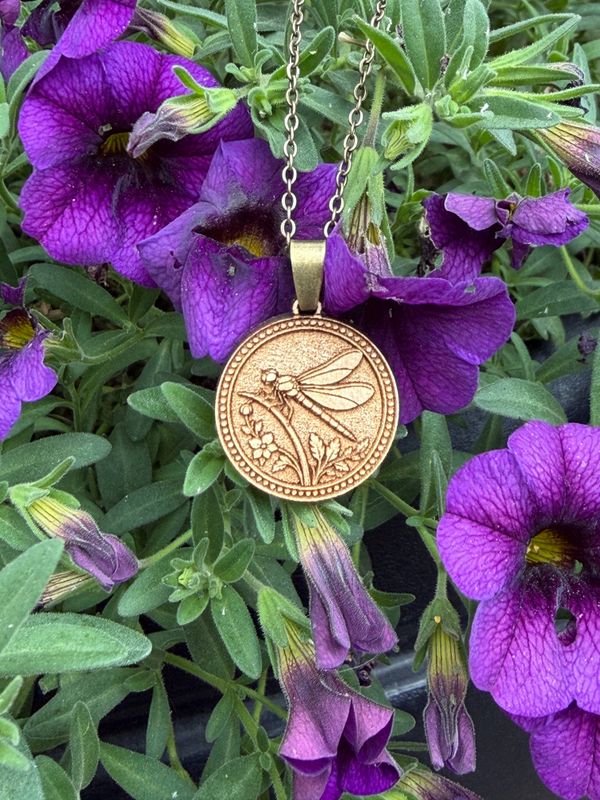 Dragonfly Wood Pendant Necklace