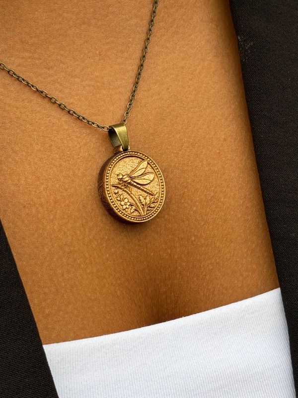 Dragonfly Wood Pendant Necklace