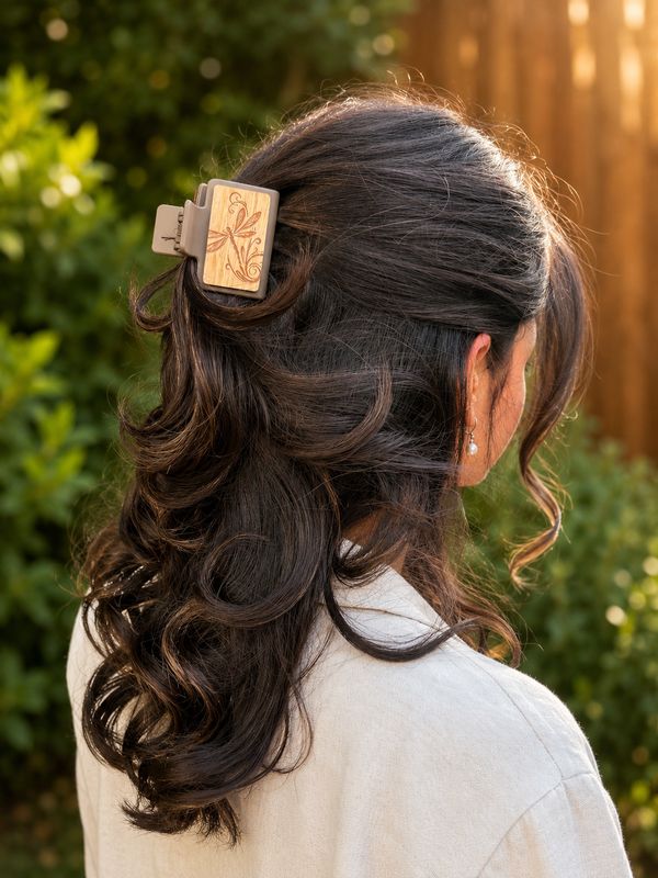 Large Dragonfly Wood Hair Clip