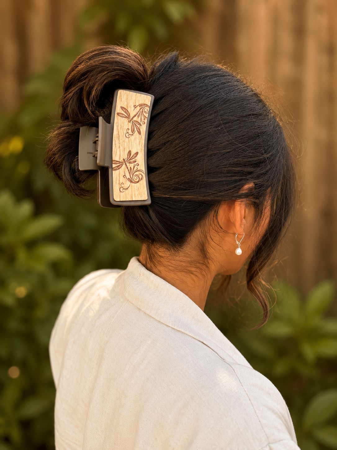 Large Dragonfly Wood Hair Clip, Size: Large