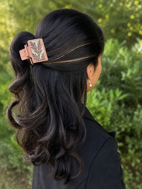Small Cedar Wood Fern Hair Clip