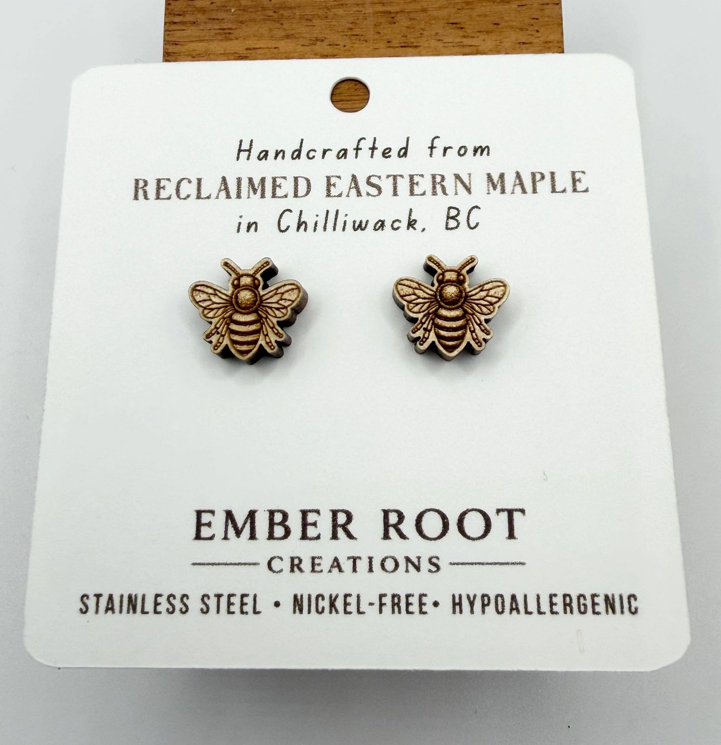 Honeybee Wood Stud Earrings