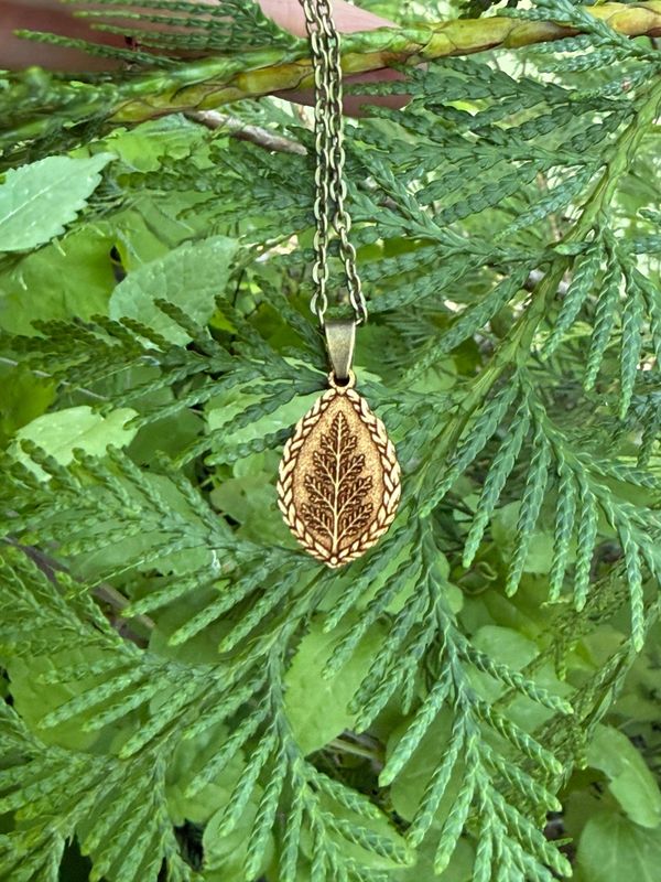 Cedar Tree Wood Pendant Neckalce