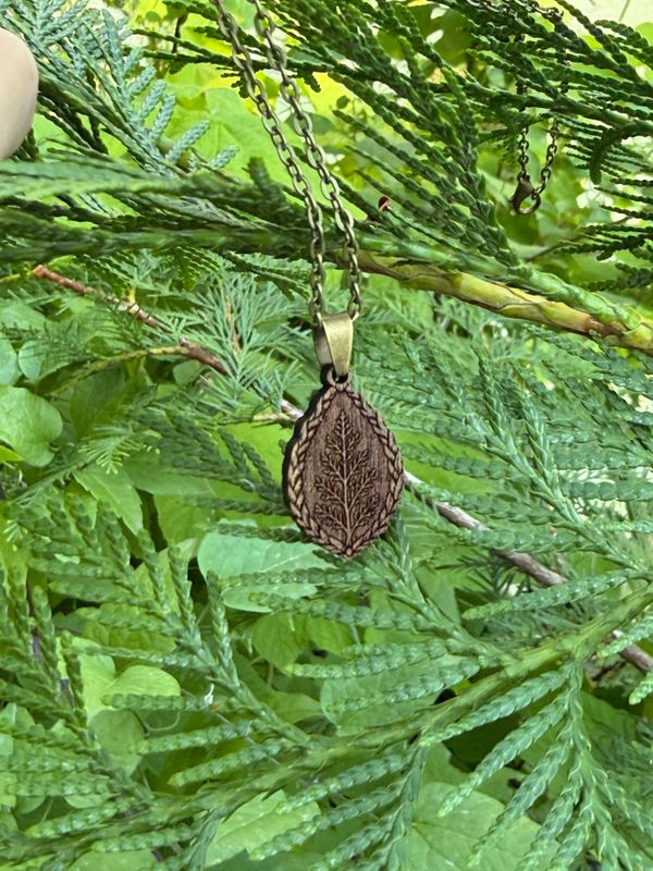 Cedar Tree Wood Pendant Neckalce